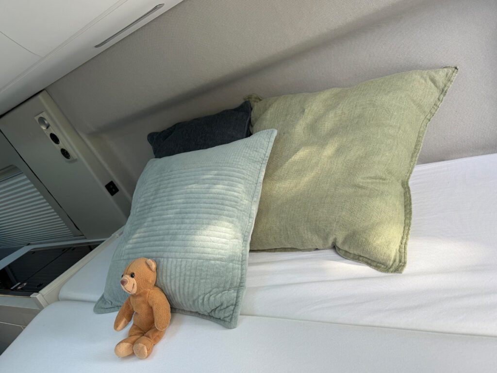 Kissen und Teddy im VW Grand California