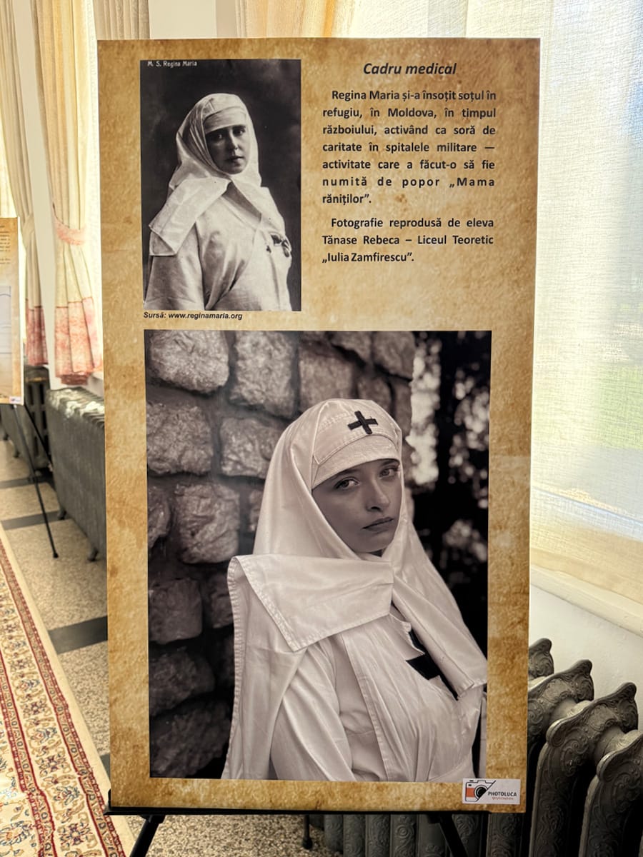 Ausstellung im Kloster Curtea de Argeș mit Nachstellung von Königin Maria als Krankenschwester