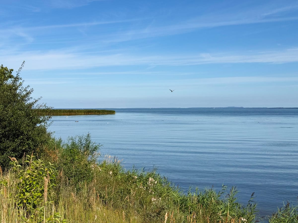 Blick über das ruhige Stettiner Haff bei Warnołęka nahe Nowe Warpno