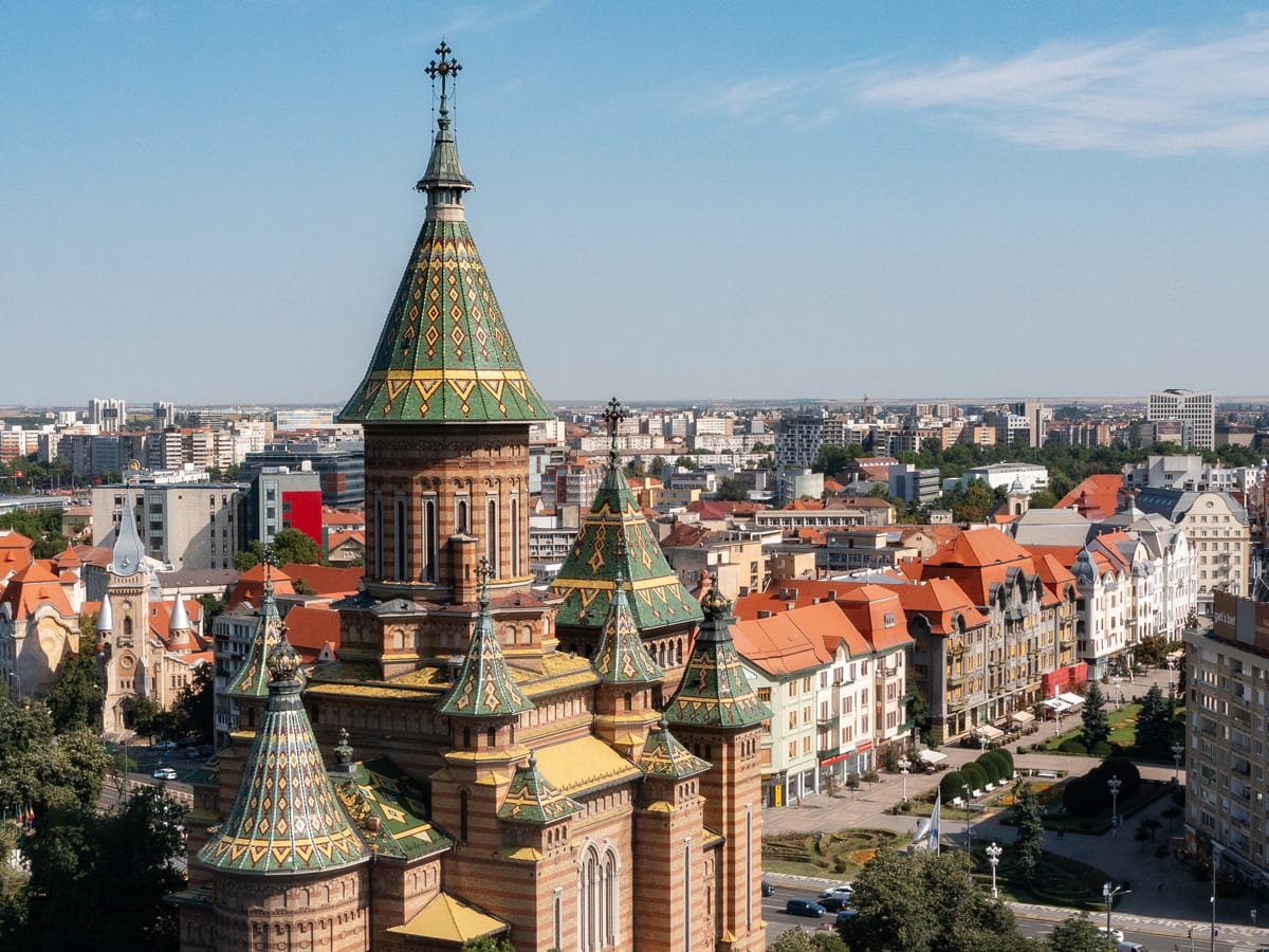 Metropolitan-Kathedrale von Timișoara aus der Luft